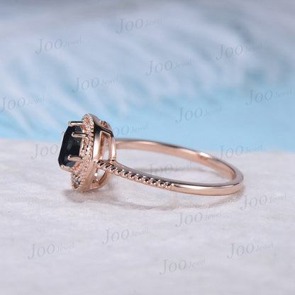 Full Moon Round Galaxy Blue Sandstone Engagement Ring Moon Star Ring Milgrain Ring Black Gemstone Ring Unique Promise/Anniversary Gift Women