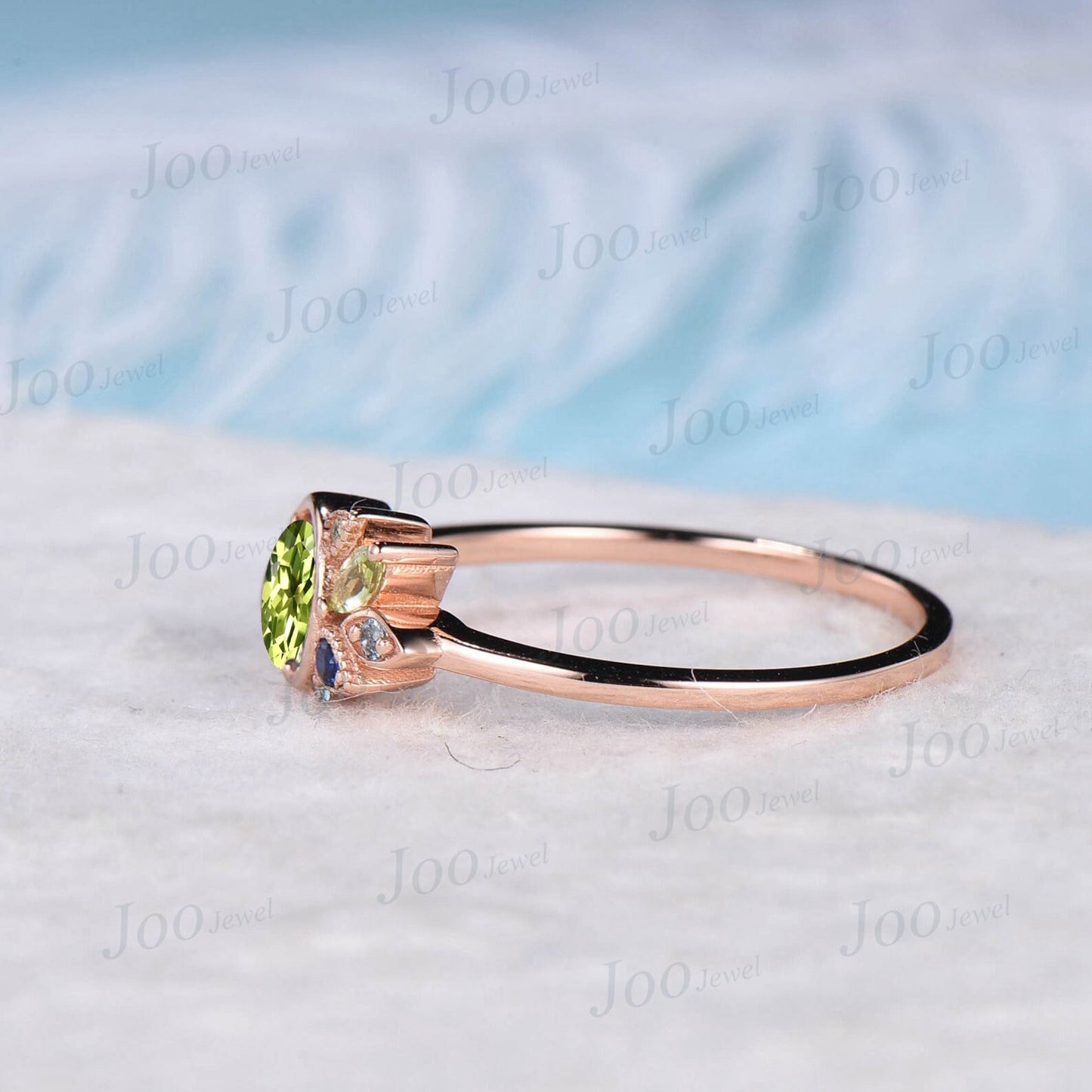 5mm Round Cut Natural Peridot Ring Green Gemstone Jewelry August Birthstone Moon Cluster Wedding Ring Personalized Anniversary/Birthday Gift