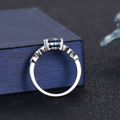 December Birthstone Engagement Ring 1.5ct Oval London Blue Topaz Celtic Engagement Ring Trinity Knot Wedding Ring Moissanite Irish Jewelry