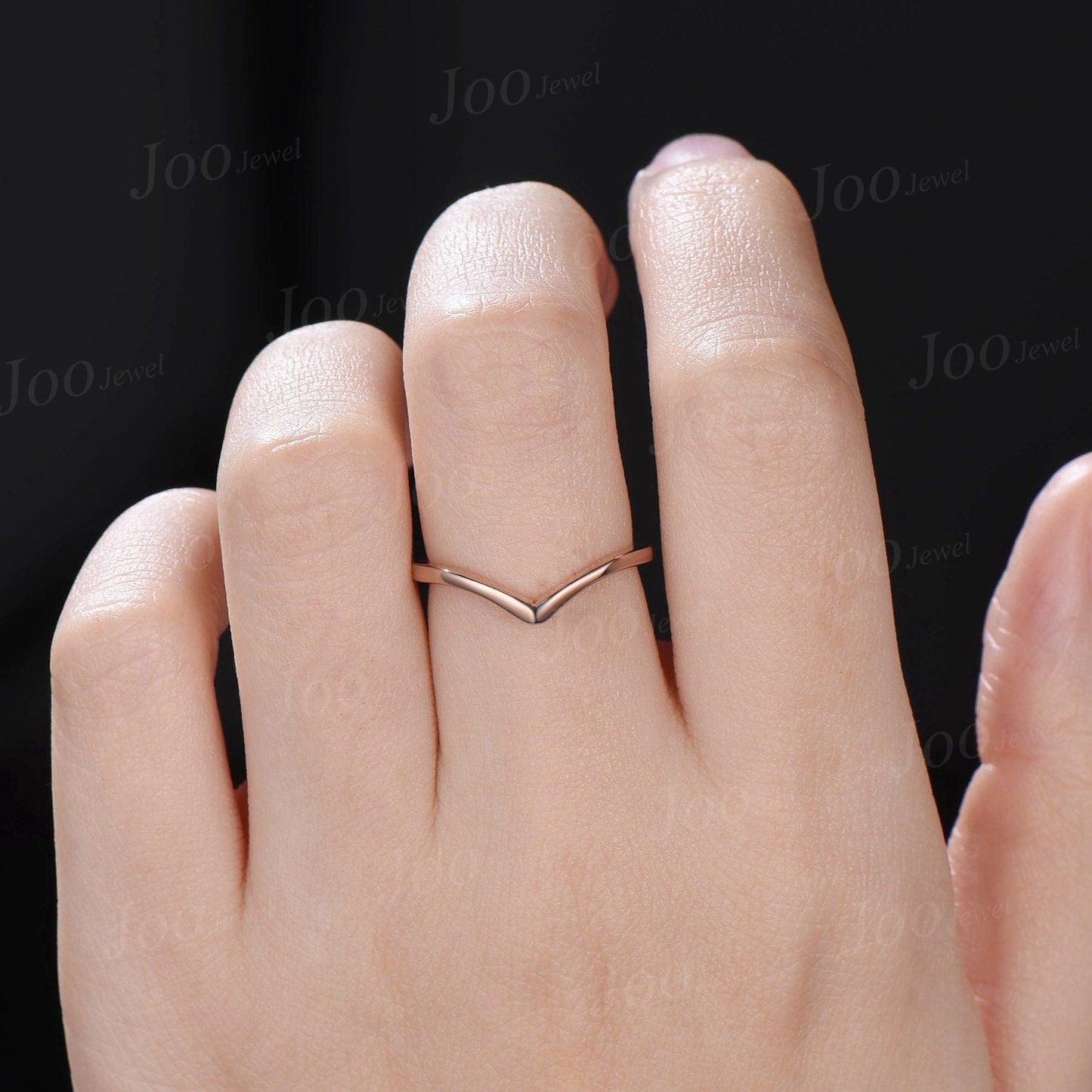 14K Solid Gold Plain Band Stacking Ring|Simple Curved Wedding Band|Chevron Contour Ring Women | V Shaped Basic Nesting Band Anniversary Gift