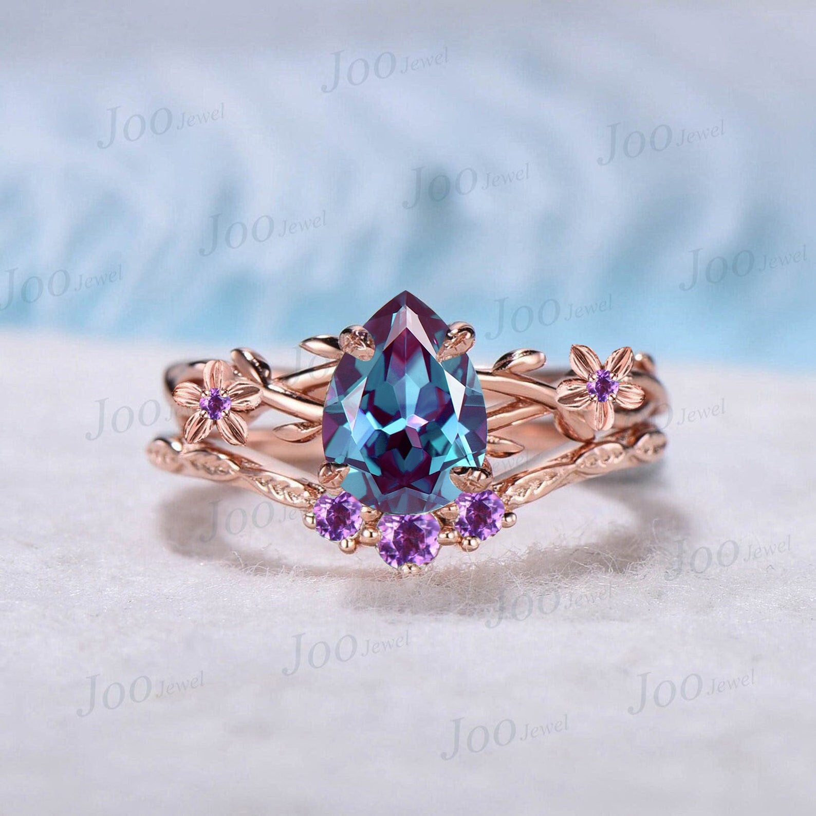 1.25ct Nature Inspired Flower Color-Change Alexandrite Twig Engagement ...