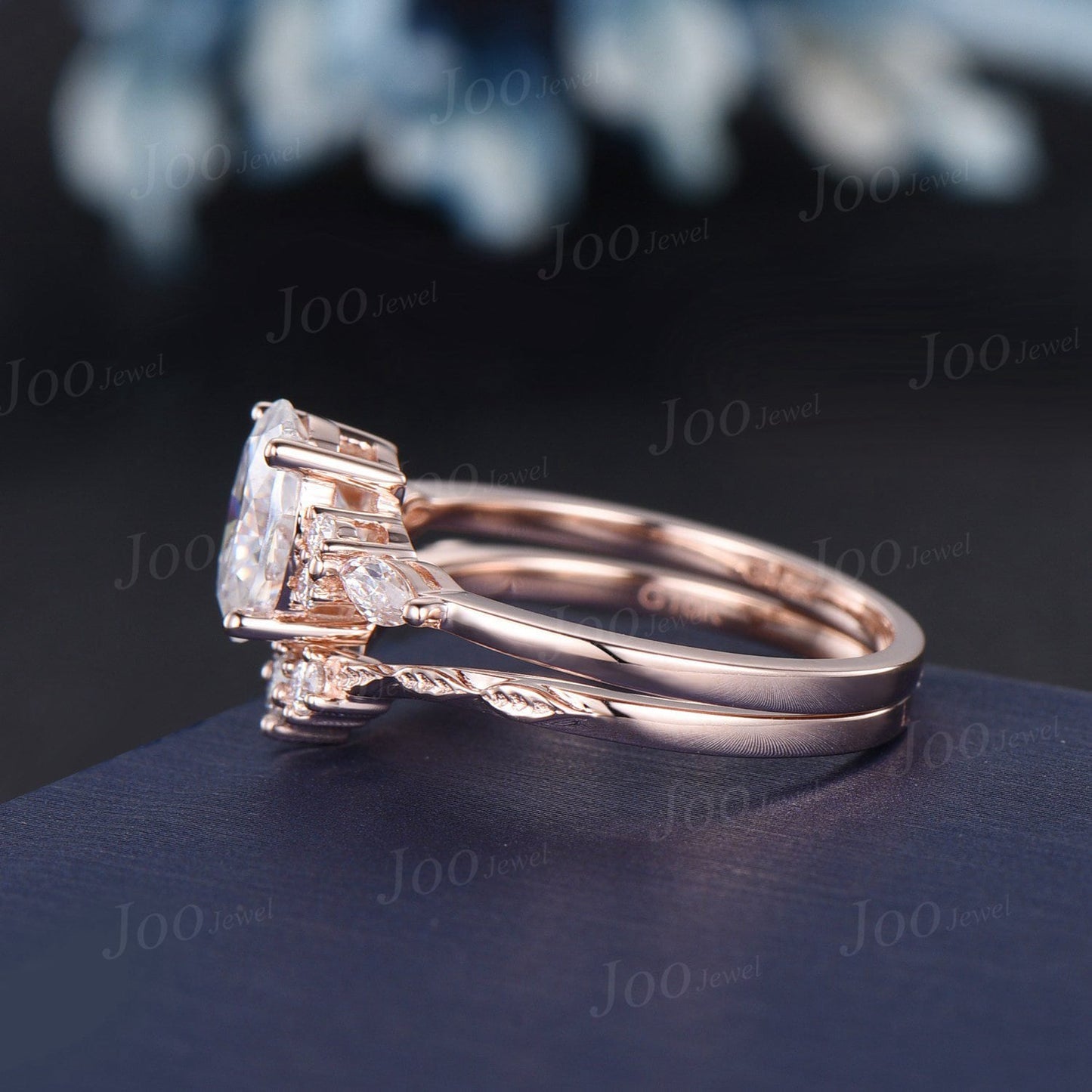 Oval Wedding Ring 1.5ct Dainty Moissanite Twig Vine Bridal Ring April Birthstone Cluster Moissanite Diamond Ring Anniversary Gift for Women