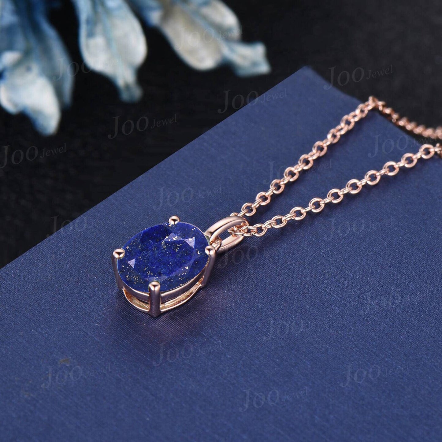 Oval Natural Lapis Lazuli Solitaire Necklace Women Sterling Silver Lapis Gold Wedding Necklace Vintage Blue Gemstone Pendant Antique Gifts